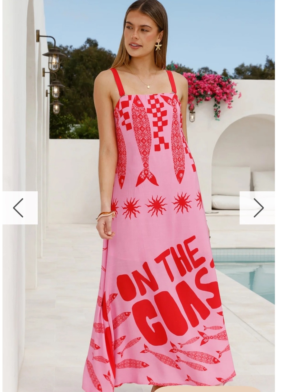 Pink & Red Graphic Midi Dress - Women's Summer Slip Dress